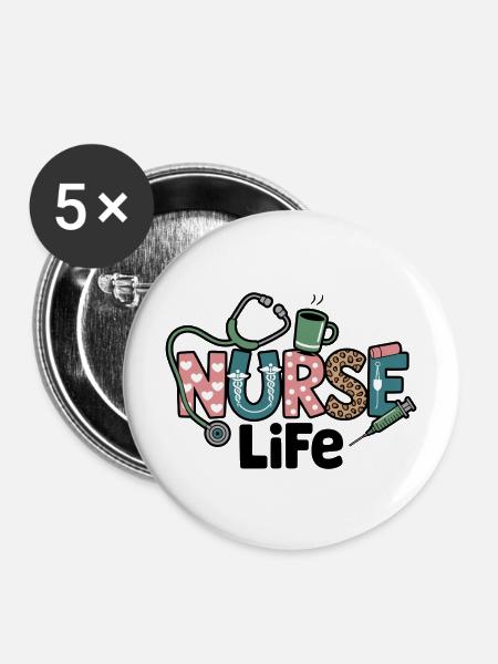 Krankenschwester Life Geschenk Geschenkidee - Buttons mittel 32 mm (5er Pack) - Weiß