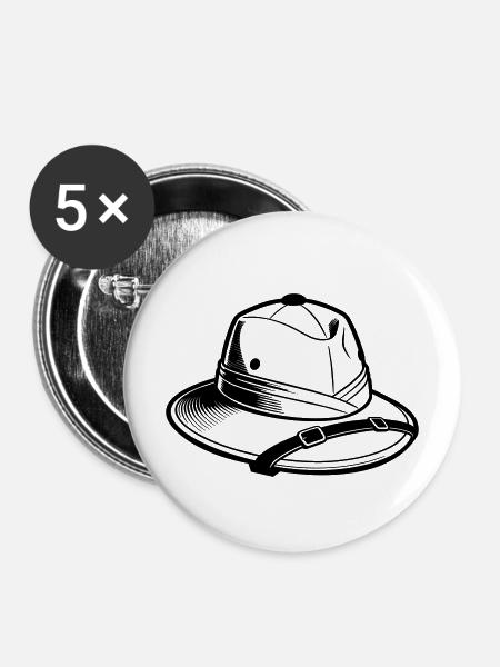 Safari-Hut - Buttons mittel 32 mm (5er Pack) - Weiß