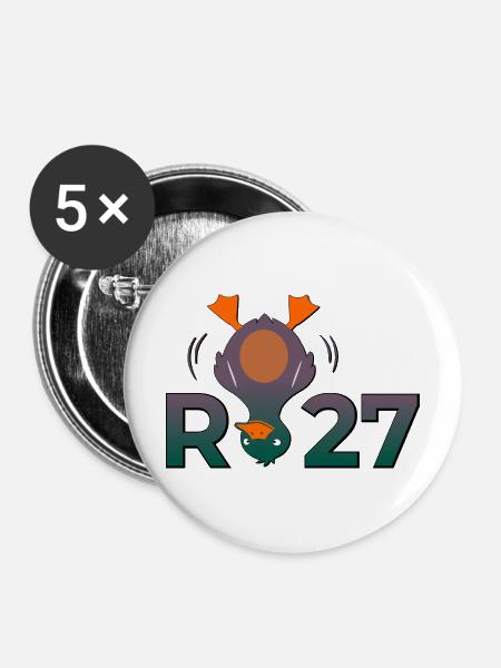 Rentnergeschenke Rente 2027 - Buttons mittel 32 mm (5er Pack) - Weiß