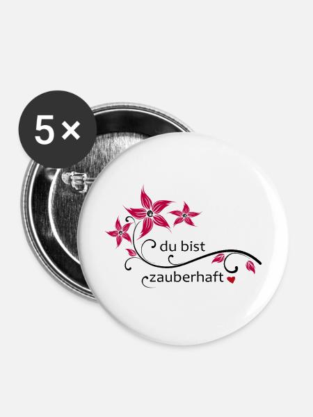 du bist zauberhaft - Buttons mittel 32 mm (5er Pack) - Weiß