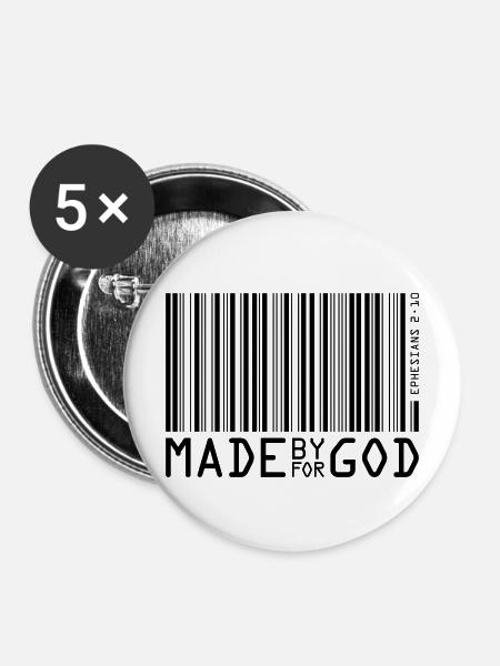 made by god - Buttons mittel 32 mm (5er Pack) - Weiß