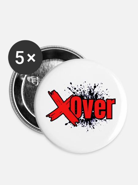 Xover Fusion Red - Buttons mittel 32 mm (5er Pack) - Weiß