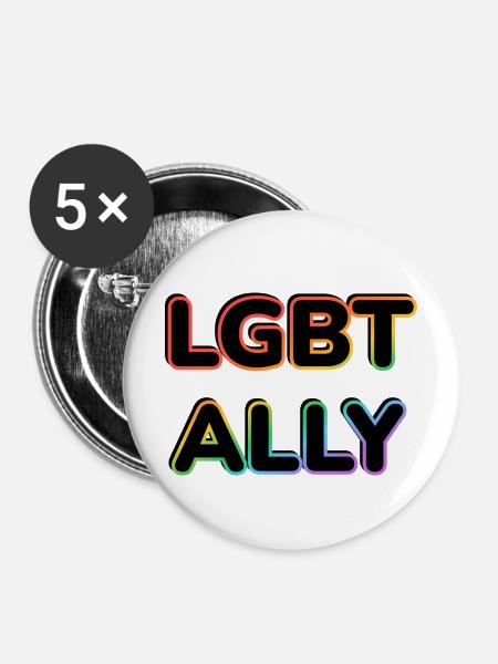 LGBT ALLY - Buttons mittel 32 mm (5er Pack) - Weiß