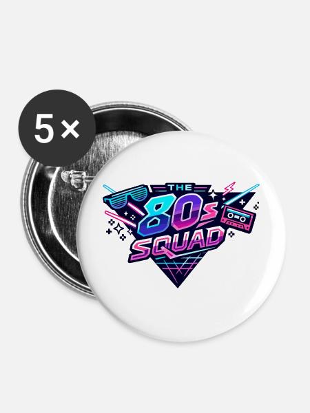 80s Squad Neon Retro - Buttons mittel 32 mm (5er Pack) - Weiß