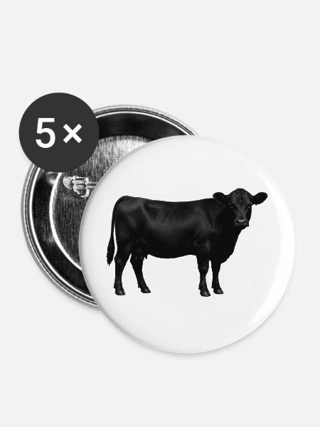 Black Angus – Stolz der Weide - Buttons mittel 32 mm (5er Pack) - Weiß