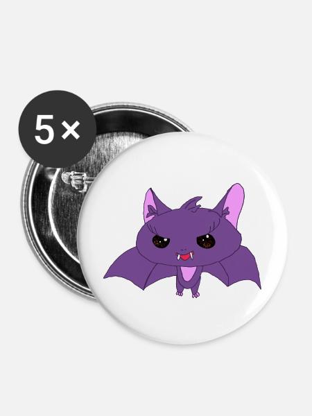 Little Bat – Niedlich Dunkel - Buttons mittel 32 mm (5er Pack) - Weiß