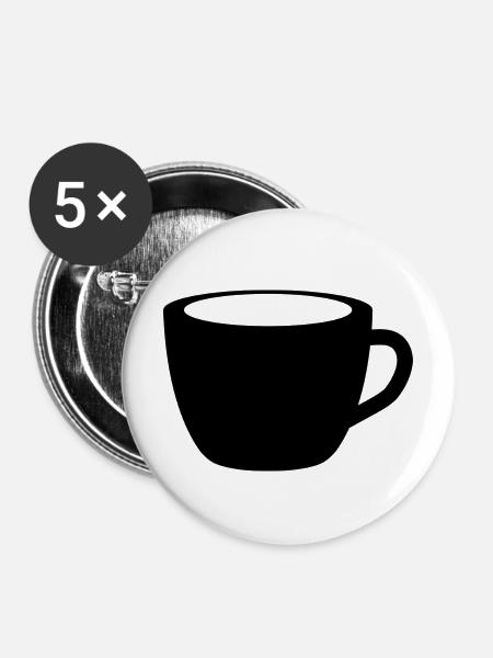 Kaffeetasse - Buttons mittel 32 mm (5er Pack) - Weiß