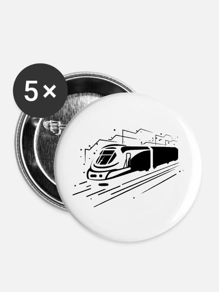 Zug Comic Stil - Buttons mittel 32 mm (5er Pack) - Weiß