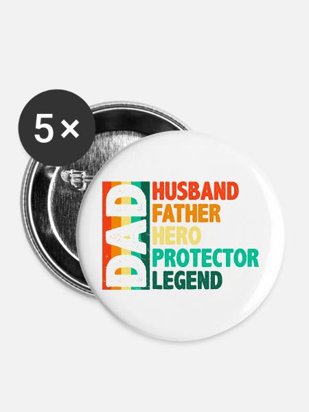DAD: Held Beschützer Legende - Buttons mittel 32 mm (5er Pack) - Weiß