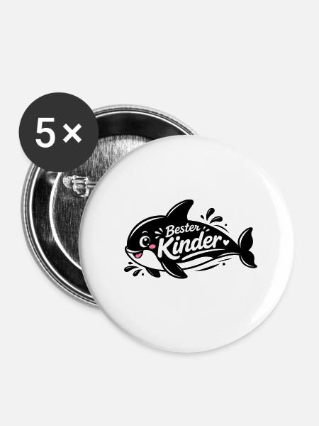 Bester Kinder Stil Hai - Buttons mittel 32 mm (5er Pack) - Weiß