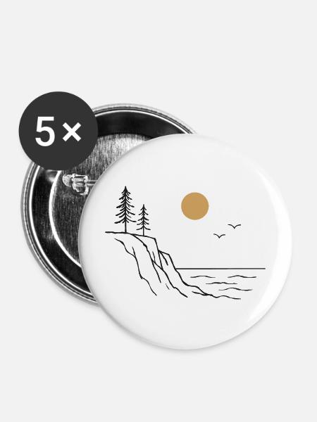 Küstenklippen Sonne - Buttons mittel 32 mm (5er Pack) - Weiß