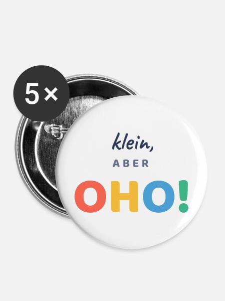 Klein, aber OHO! - Buttons mittel 32 mm (5er Pack) - Weiß
