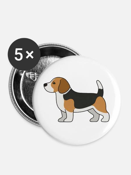 Beagle Farbblock-Illustration - Buttons mittel 32 mm (5er Pack) - Weiß