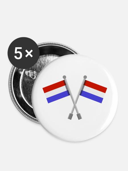 Niederländische Flagge - Buttons mittel 32 mm (5er Pack) - Weiß