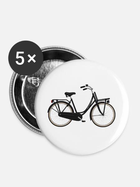 Hollandrad schwarz - Buttons mittel 32 mm (5er Pack) - Weiß