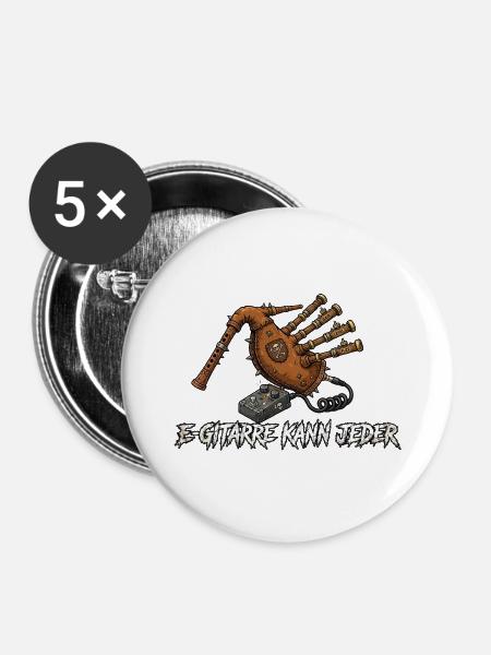 E-Gitarre Kann Jeder - Buttons mittel 32 mm (5er Pack) - Weiß