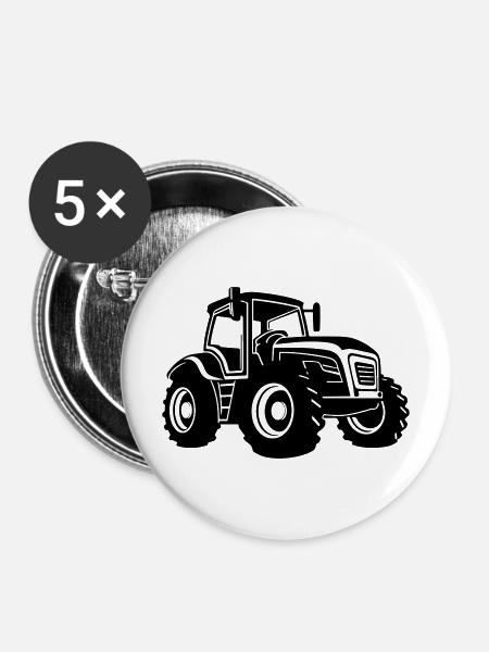 Traktor Landmaschine Symbol - Buttons mittel 32 mm (5er Pack) - Weiß
