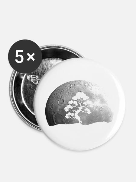 Bonsai Baum Mond - Buttons mittel 32 mm (5er Pack) - Weiß