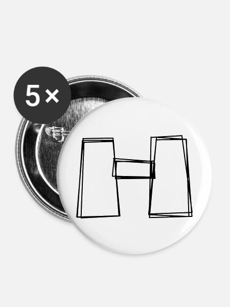 Fernglas handgezeichnet - Buttons mittel 32 mm (5er Pack) - Weiß