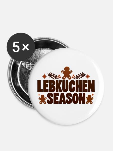 Lebkuchen Season - Buttons mittel 32 mm (5er Pack) - Weiß