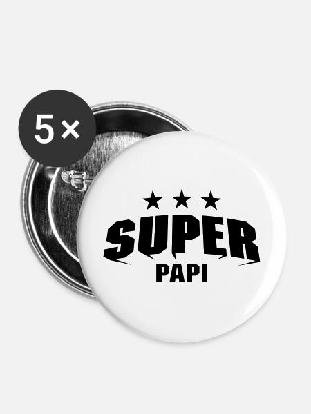 Super Papi - Buttons mittel 32 mm (5er Pack) - Weiß