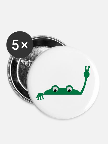 Frog face - Buttons mittel 32 mm (5er Pack) - Weiß
