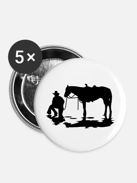 Cowboy - Buttons mittel 32 mm (5er Pack) - Weiß