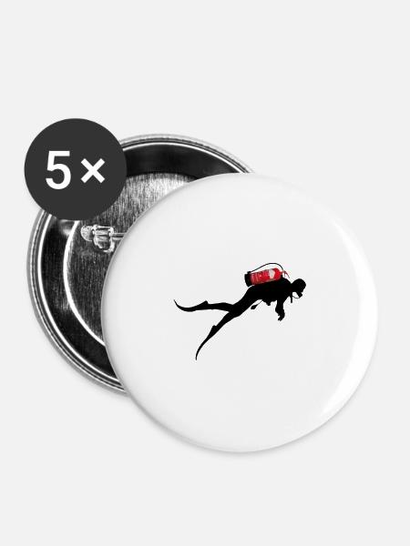 taucher - Buttons mittel 32 mm (5er Pack) - Weiß