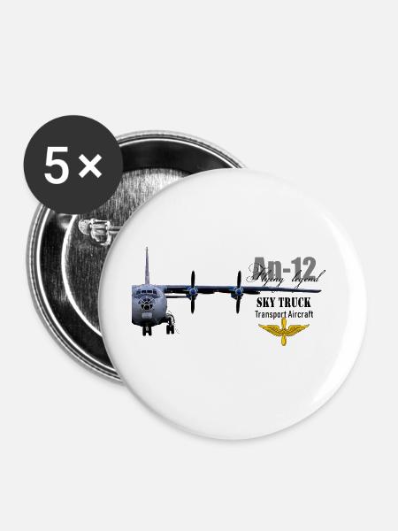 Antonov 12 - Buttons mittel 32 mm (5er Pack) - Weiß