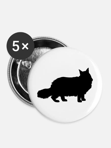 Maine Coon - Buttons mittel 32 mm (5er Pack) - Weiß
