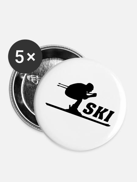 Skirenner - Buttons mittel 32 mm (5er Pack) - Weiß