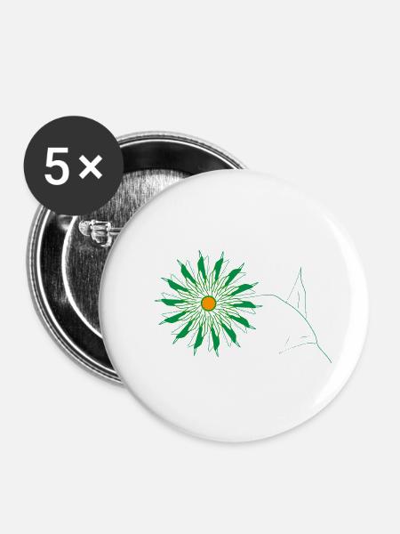 grüne blume - Buttons mittel 32 mm (5er Pack) - Weiß