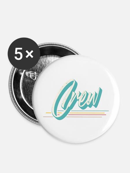 Crew Team Squad - Buttons mittel 32 mm (5er Pack) - Weiß