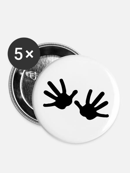 Zwei Hände - Buttons mittel 32 mm (5er Pack) - Weiß