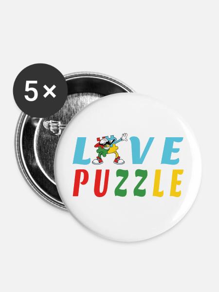 Liebe Puzzle - Buttons mittel 32 mm (5er Pack) - Weiß