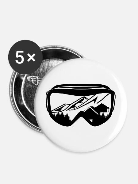 Snowboard Brille - Buttons mittel 32 mm (5er Pack) - Weiß