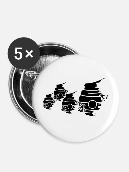 Bienenstock - Buttons mittel 32 mm (5er Pack) - Weiß