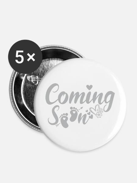 Demnächst - Buttons mittel 32 mm (5er Pack) - Weiß