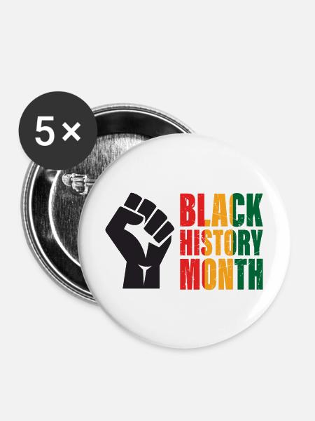 Black History Month - Buttons mittel 32 mm (5er Pack) - Weiß