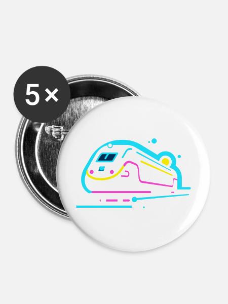 Zug Comic Look - Buttons mittel 32 mm (5er Pack) - Weiß