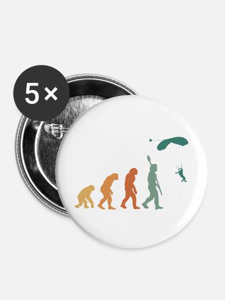 Evolution Retro Gleitschirmfliegen - Buttons mittel 32 mm (5er Pack) - Weiß