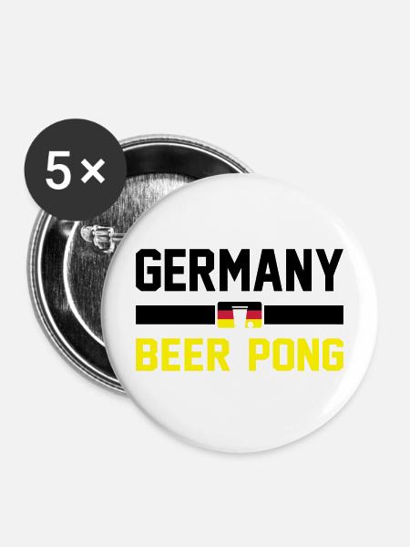 Bier Pong Deutschland - Buttons mittel 32 mm (5er Pack) - Weiß