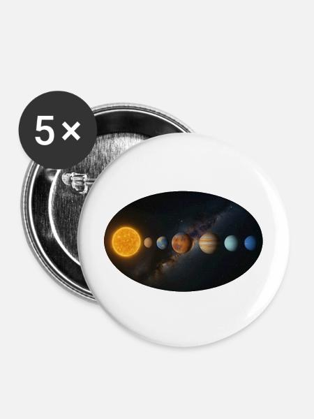 Sonne - Sonnensystem - Planeten - Buttons mittel 32 mm (5er Pack) - Weiß