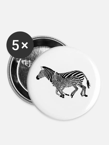 Zebra - Buttons mittel 32 mm (5er Pack) - Weiß