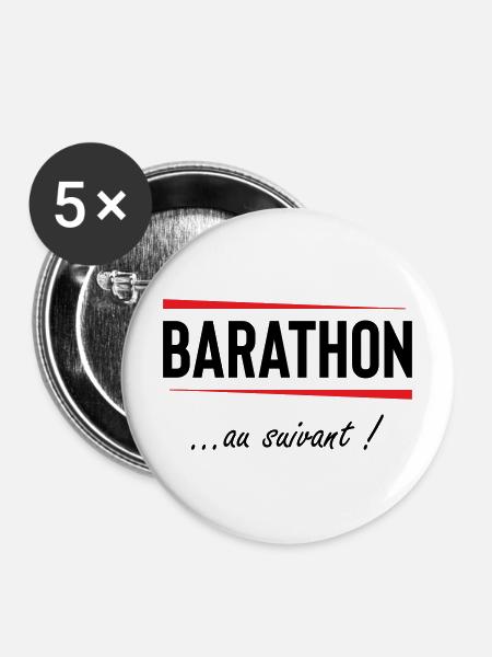 Barathon zum nächsten! Alkohol - Buttons mittel 32 mm (5er Pack) - Weiß