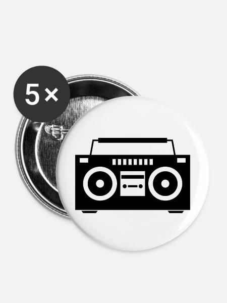 Boombox - Buttons mittel 32 mm (5er Pack) - Weiß