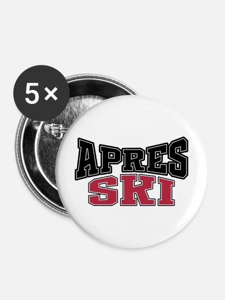 Apres Ski - Buttons mittel 32 mm (5er Pack) - Weiß