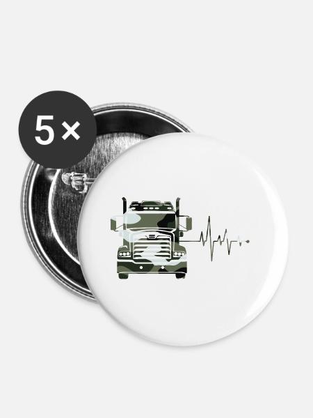 camouflage lkw - Buttons mittel 32 mm (5er Pack) - Weiß