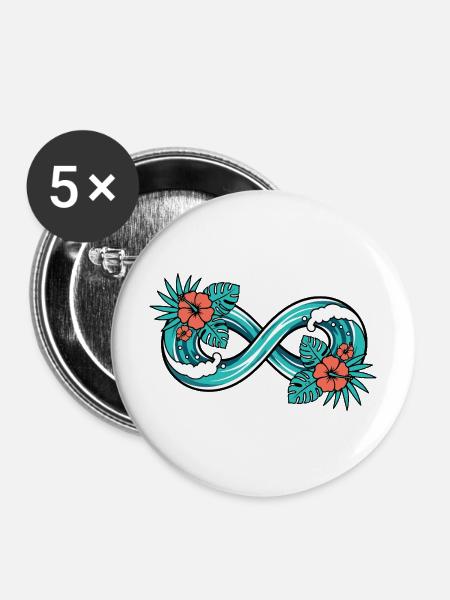 Unendliche Tropenwelle - Buttons mittel 32 mm (5er Pack) - Weiß