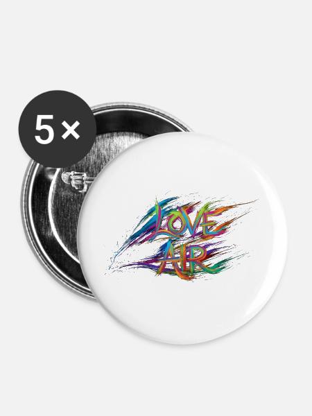 Farbenfrohe Liebesluft-Text-Gemälde - Buttons mittel 32 mm (5er Pack) - Weiß